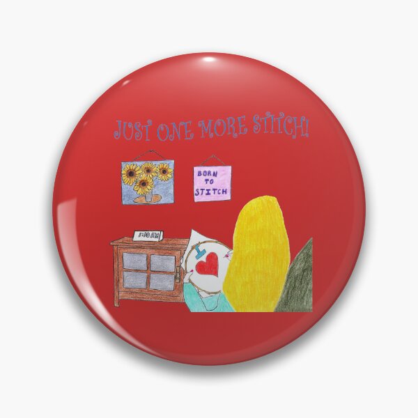 Item preview, Just One More Stitch! (Blonde with Red background) designed and sold by DeeDeee1970.