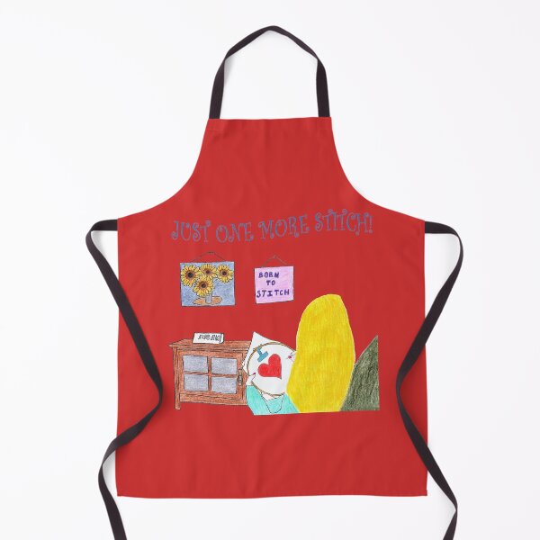 Item preview, Just One More Stitch! (Blonde with Red background) designed and sold by DeeDeee1970.
