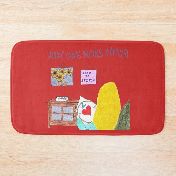 Item preview, Just One More Stitch! (Blonde with Red background) designed and sold by DeeDeee1970.