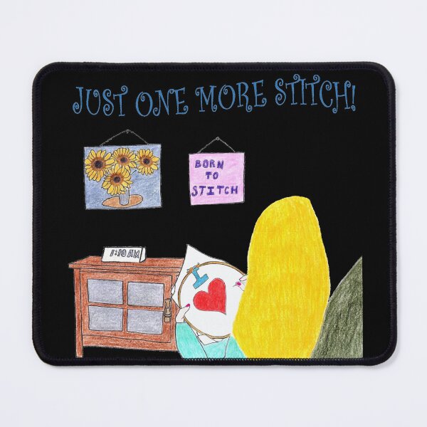 Item preview, Just One More Stitch! (Blonde with Black background) designed and sold by DeeDeee1970.