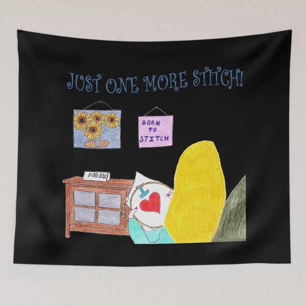 Item preview, Just One More Stitch! (Blonde with Black background) designed and sold by DeeDeee1970.