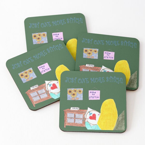 Item preview, Just One More Stitch! (Blonde with Dark Green background) designed and sold by DeeDeee1970.