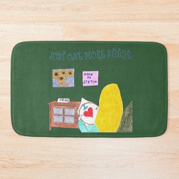 Item preview, Just One More Stitch! (Blonde with Dark Green background) designed and sold by DeeDeee1970.