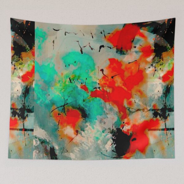 Item preview, Red & Teal Abstract designed and sold by ViaARTfactory.