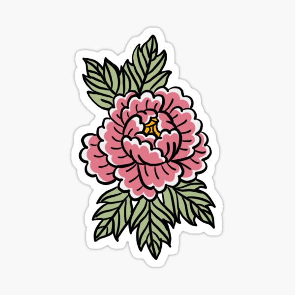 Item preview, Peony traditional tattoo style designed and sold by chlo-ink.