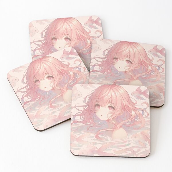 Item preview, Pink anime mermaid surrounded by koi fish designed and sold by Shadiyuu.