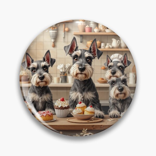 Item preview, A delightful 3D pattern background showcasing Miniature Schnauzers in a bakery,surrounded by pastries and cakes,ideal for culinary-themed pet designs. designed and sold by AlwaysHome.