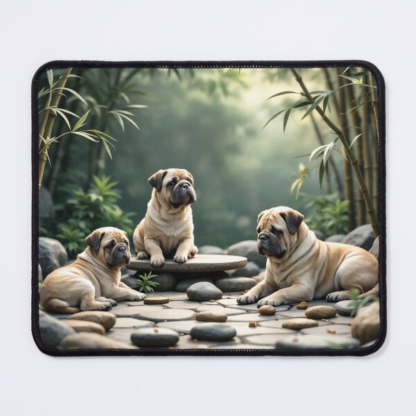 Item preview, A serene 3D pattern background featuring Chinese Shar Peis relaxing in a Zen garden,surrounded by stones and bamboo,perfect for calming pet-themed products. designed and sold by AlwaysHome.