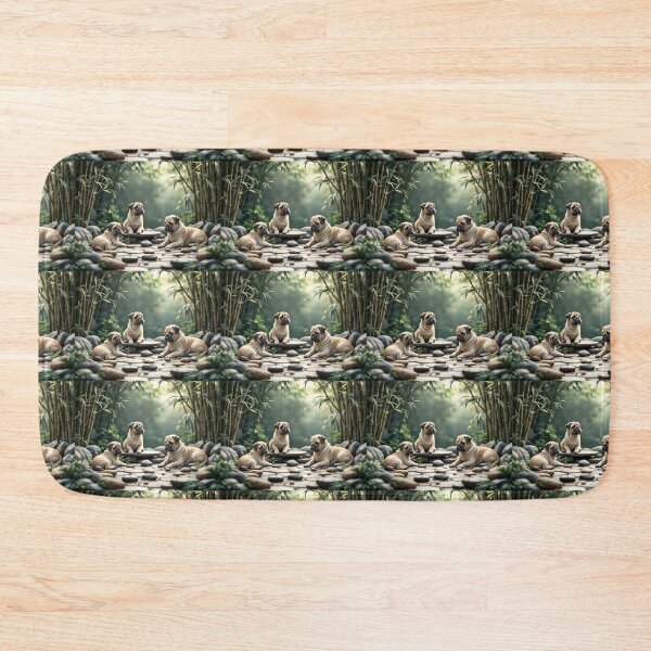 Item preview, A serene 3D pattern background featuring Chinese Shar Peis relaxing in a Zen garden,surrounded by stones and bamboo,perfect for calming pet-themed products. designed and sold by AlwaysHome.