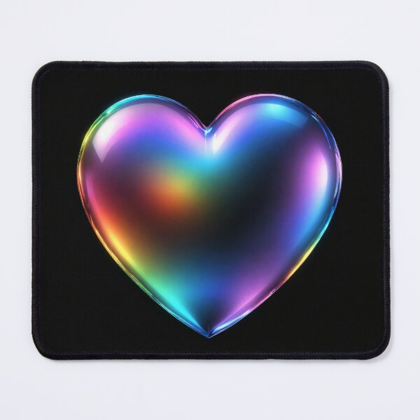 Item preview, Vibrant Rainbow Colored Heart With Radiant Glow on Black Background.Soap bubble heart shaped designed and sold by ElenaHrubes.