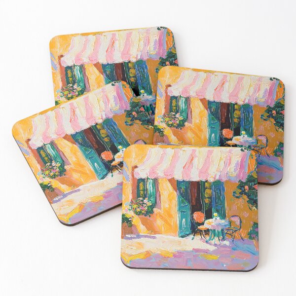 Item preview, Cozy Outdoor Parisian Cafe with Bright Flowers and Sunlit Awning Abstract Generative AI designed and sold by OlfactoART Studio.