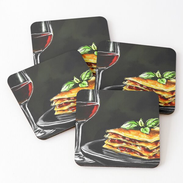 Item preview, Red Wine and Golden Lasagna with Fresh Basil Layers of Flavor and Warmth Abstract Digital Art designed and sold by OlfactoART Studio.