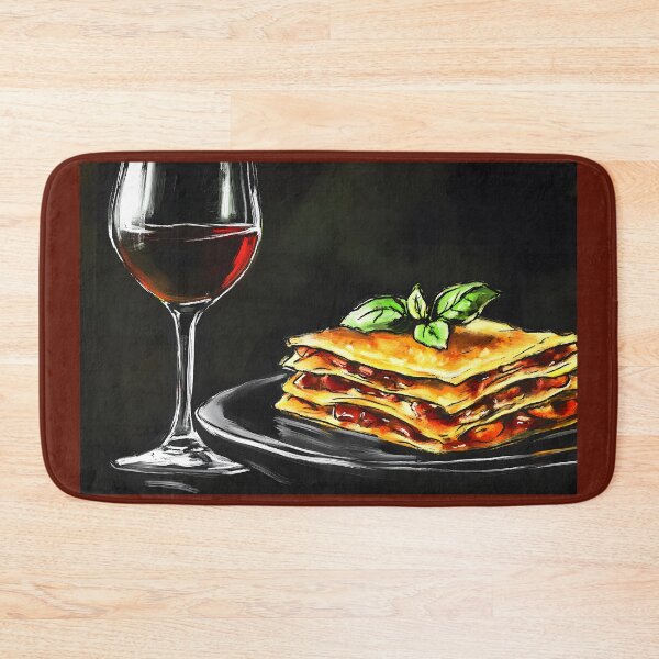 Item preview, Red Wine and Golden Lasagna with Fresh Basil Layers of Flavor and Warmth Abstract Digital Art designed and sold by OlfactoART Studio.