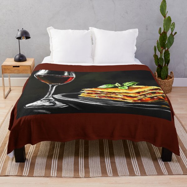 Item preview, Red Wine and Golden Lasagna with Fresh Basil Layers of Flavor and Warmth Abstract Digital Art designed and sold by OlfactoART Studio.
