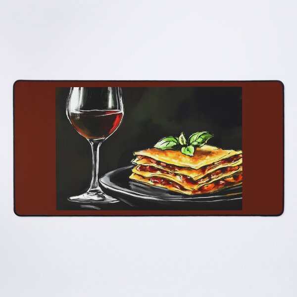 Item preview, Red Wine and Golden Lasagna with Fresh Basil Layers of Flavor and Warmth Abstract Digital Art designed and sold by OlfactoART Studio.
