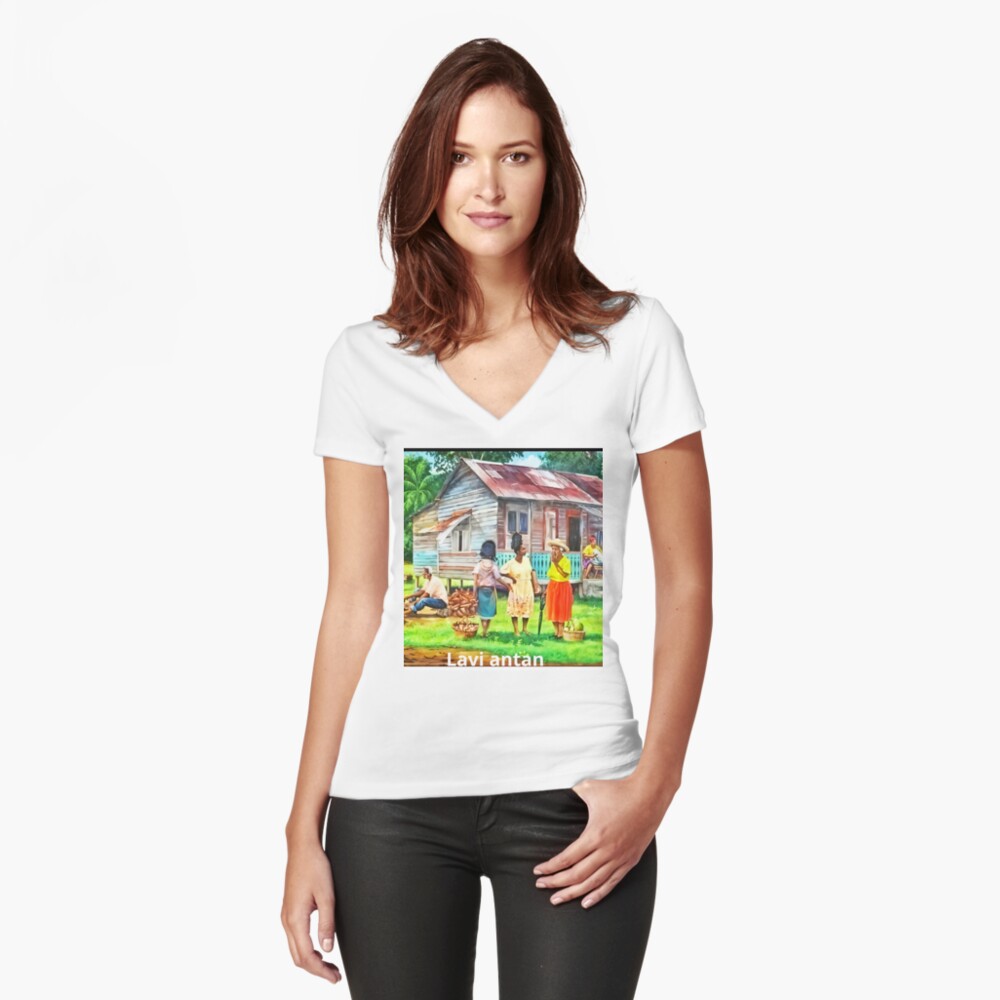 Aperçu de l'œuvre T-shirt moulant col V créée et vendue par charlolo.