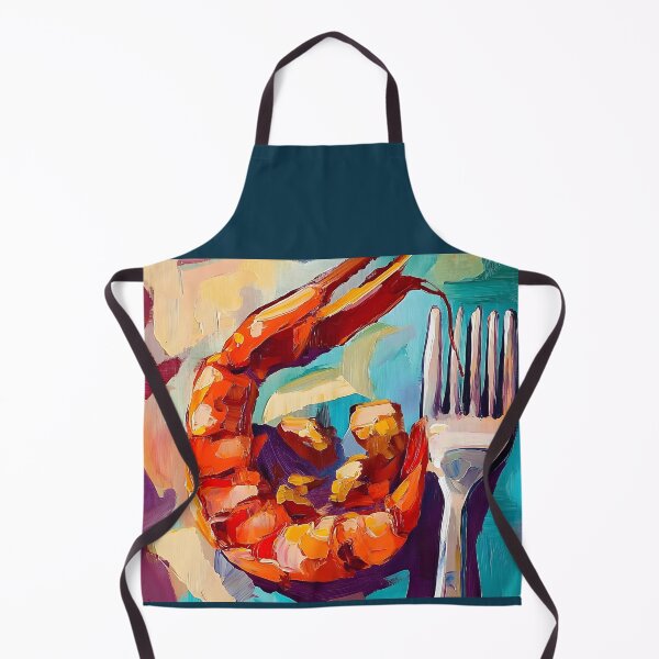 Item preview, Vibrant Abstract Shrimp with Gleaming Fork Bold Colors and Dynamic Contrast Culinary Seafood Digital Art designed and sold by OlfactoART Studio.