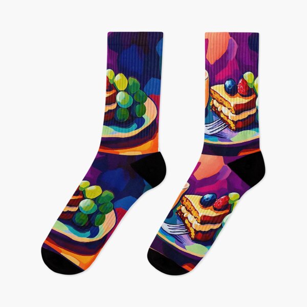 Item preview, Steaming Coffee and Berry Topped Cake- A Vibrant and Energetic Snack Scene Abstract AI Art in Fauvism designed and sold by OlfactoART Studio.