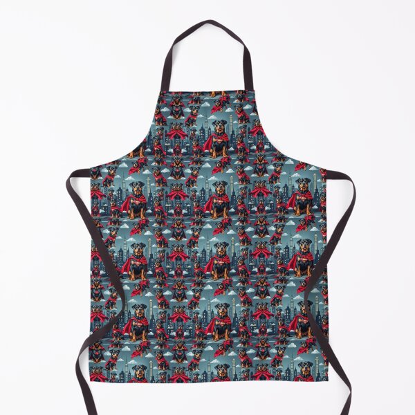 Item preview, A vibrant 3D pattern background showcasing Rottweilers in superhero capes,set against an urban skyline,ideal for adventurous pet-themed products. designed and sold by AlwaysHome.