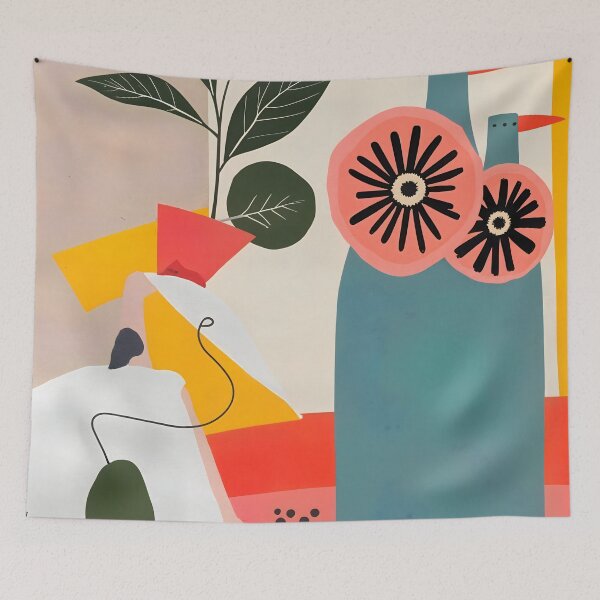 Item preview, Celebrated, Bohemian Daily Objects, Abstract Naive Art, Boho Botanical Illustration, Pastel Geometric Painting designed and sold by 83oranges.com.
