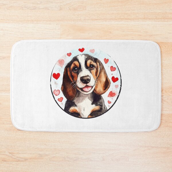 Item preview, Adorable Watercolor Basset Hound with Circle and Hearts – Valentine’s Day Art designed and sold by M1234s.