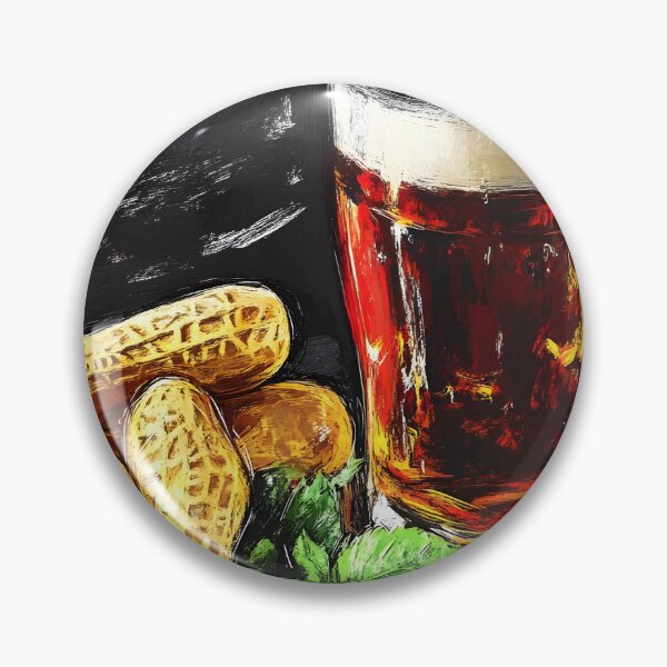 Item preview, Frothy Mug of Beer and Pile of Peanuts Classic Beer Snack Pairing Pub Grub designed and sold by OlfactoART Studio.
