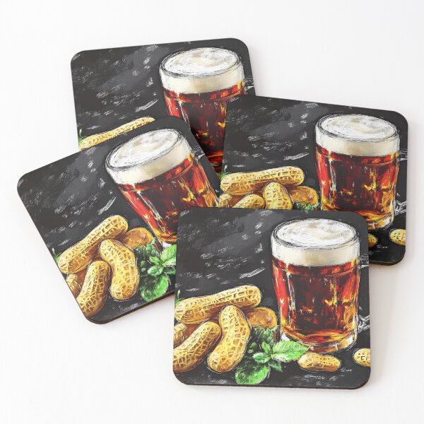 Item preview, Frothy Mug of Beer and Pile of Peanuts Classic Beer Snack Pairing Pub Grub designed and sold by OlfactoART Studio.