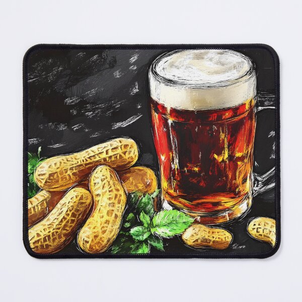 Item preview, Frothy Mug of Beer and Pile of Peanuts Classic Beer Snack Pairing Pub Grub designed and sold by OlfactoART Studio.