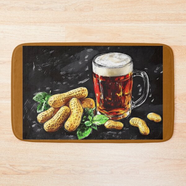 Item preview, Frothy Mug of Beer and Pile of Peanuts Classic Beer Snack Pairing Pub Grub designed and sold by OlfactoART Studio.