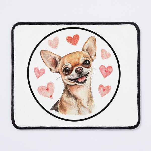 Item preview, Adorable Watercolor Chihuahua with  Circle and Hearts – Valentine’s Day Art designed and sold by M1234s.