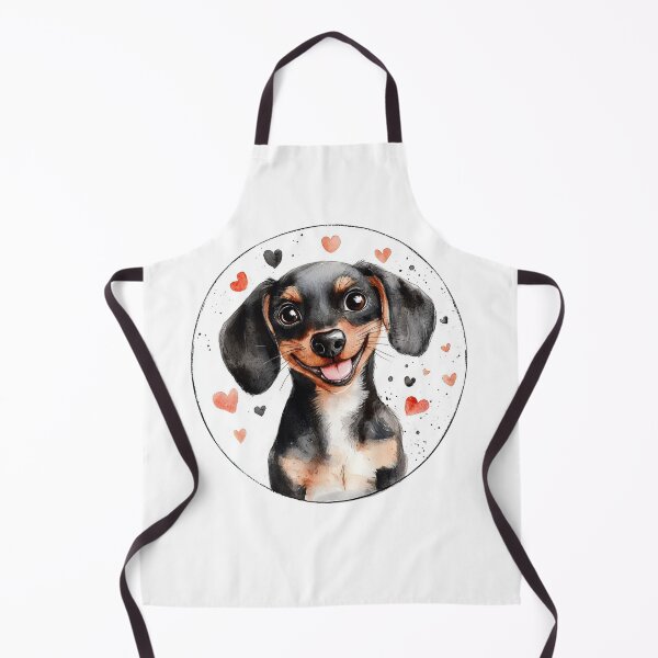 Item preview, Adorable Watercolor Dachshund with Circle and Hearts – Valentine’s Day Art designed and sold by M1234s.