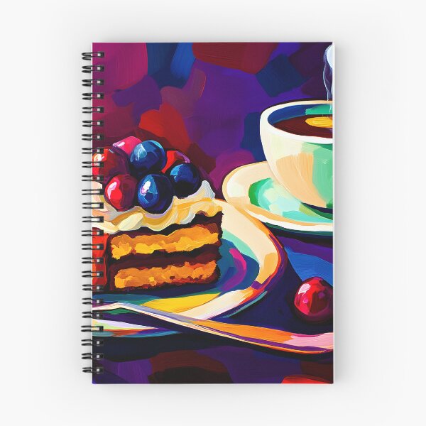 Item preview, Vibrant Slice of Cake Adorned with Fresh Berries and a Coffee Cup Abstract Art designed and sold by OlfactoART Studio.