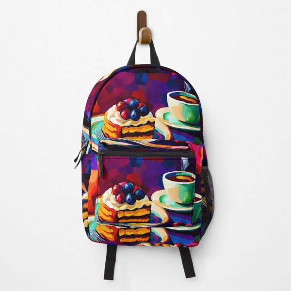 Item preview, Vibrant Slice of Cake Adorned with Fresh Berries and a Coffee Cup Abstract Art designed and sold by OlfactoART Studio.