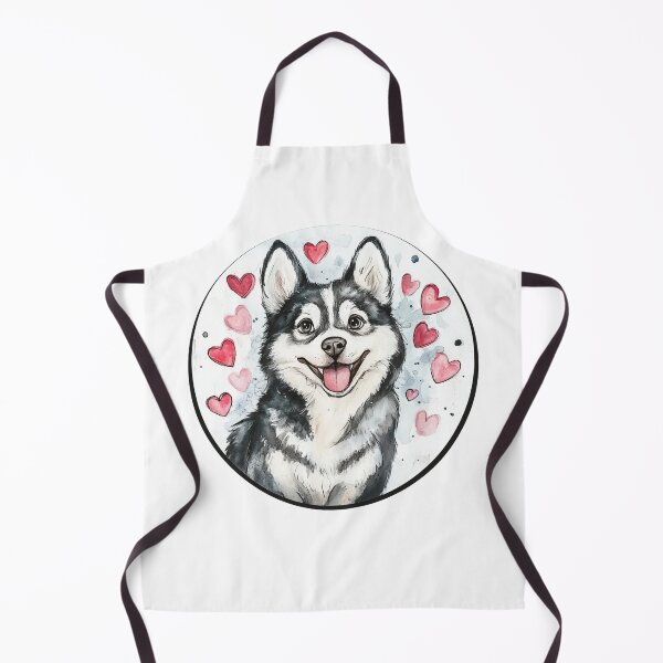 Item preview, Adorable Watercolor Husky with Circle and Hearts – Valentine’s Day Art designed and sold by M1234s.