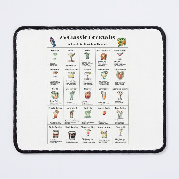 Item preview, 25 Classic Cocktails design - A Visual Guide to Timeless Drinks designed and sold by SakuraJapanArt.