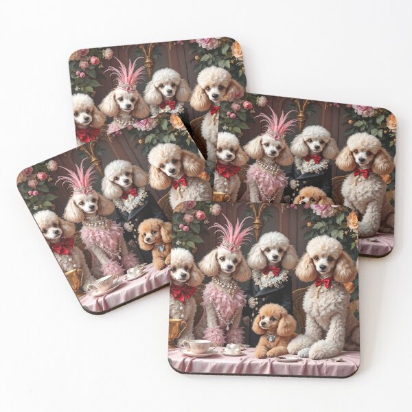 Item preview, A charming 3D pattern background featuring Toy Poodles as French aristocrats at a lavish garden party,adorned with elegant attire and surrounded by luxurious decor. designed and sold by AlwaysHome.
