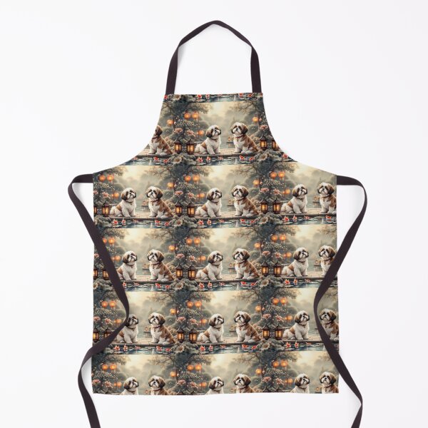 Item preview, A serene 3D pattern background featuring Shih Tzus as ancient Chinese companions,sitting gracefully in a tranquil garden with lanterns and koi ponds,ideal for calming pet-themed designs. designed and sold by AlwaysHome.