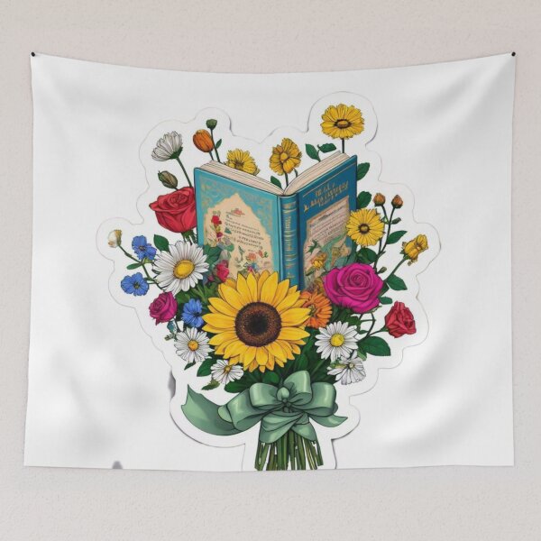 Item preview, Flower with book sticker design  designed and sold by InsightA.