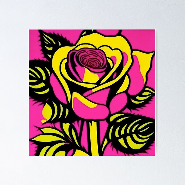 Aperçu de l'œuvre Rose jaune et rose créée et vendue par ViaARTfactory.