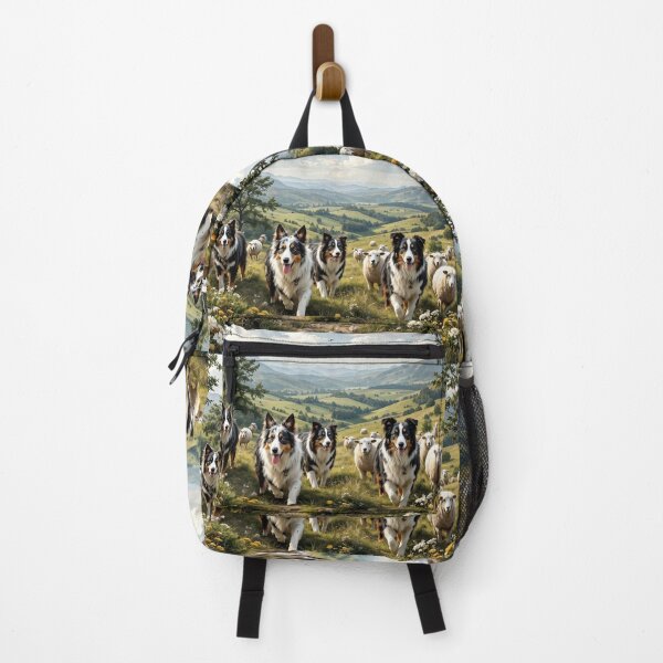 Item preview, A rustic 3D pattern background showcasing Border Collies as shepherds in a lush highland landscape,herding sheep with a backdrop of rolling hills,perfect for outdoor-themed merchandise. designed and sold by AlwaysHome.