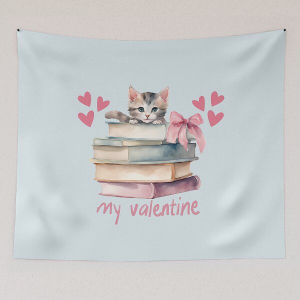 Item preview,   Cat and Books,  Cute cat sitting on books, Cute Cat,  Books Lover, Kitten, My Valentine designed and sold by KolorellaS.