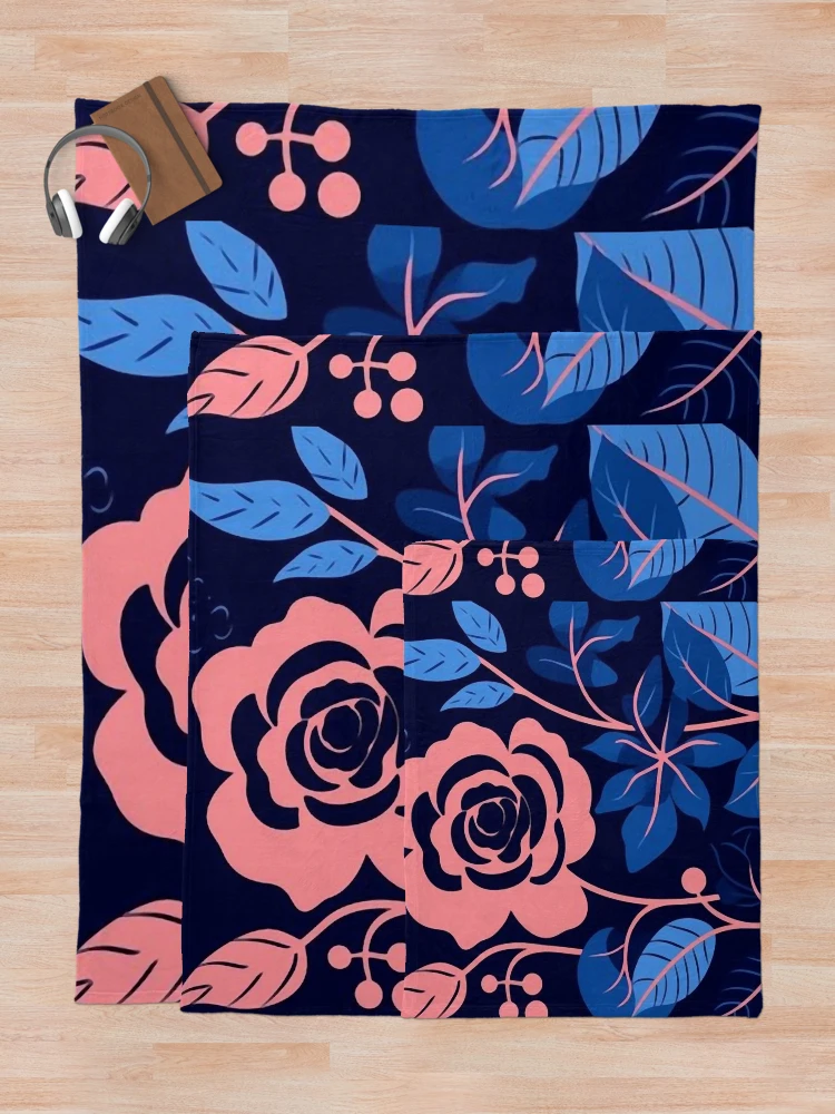 Thumbnail 5 of 6, Throw Blanket, Pink Roses designed and sold by ViaARTfactory.