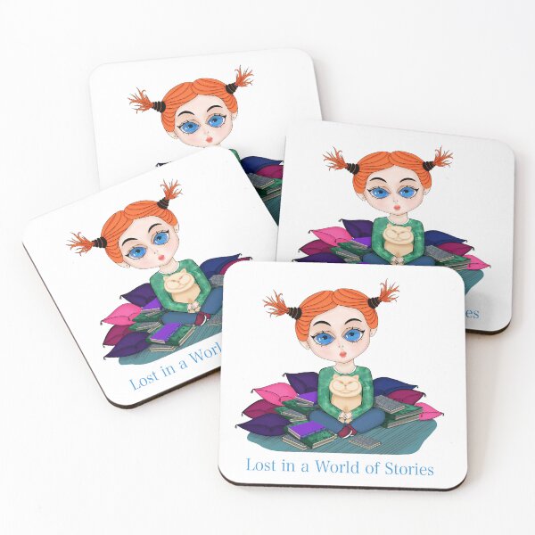 Item preview, Girl with books and Сat. Lost in a World of Stories designed and sold by KateQR.