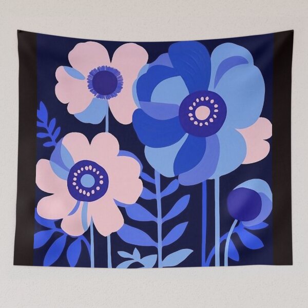 Item preview, Pink & Blue Flowers designed and sold by ViaARTfactory.