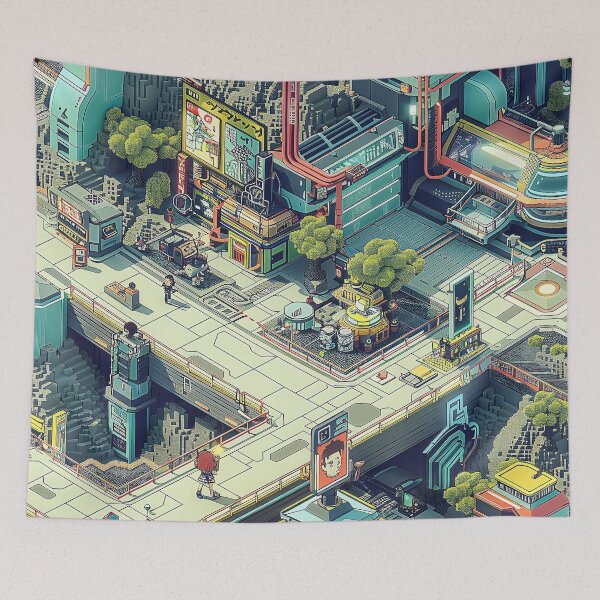 Item preview, Immersive 8 Bit City with Vibrant 3D Isometric Map Design  designed and sold by CheerForGoods.