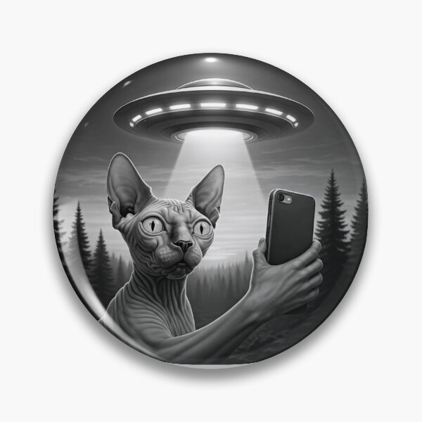 Item preview, Hairless Sphynx Kitten Cat Selfie Ufo Funny Meme designed and sold by Sphynx Cat Art.
