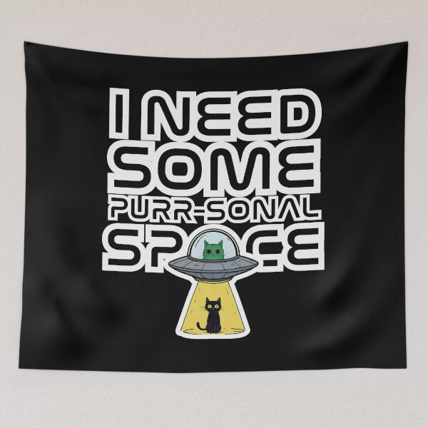 Item preview, Funny Cat Alien UFO "I Need Some Purr-sonal Space designed and sold by JerdbordinShop.