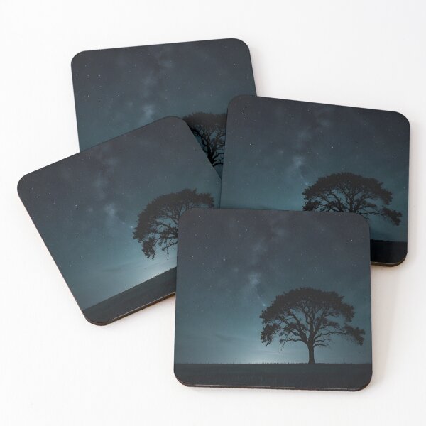 Item preview, A single tree in a field under a starry sky designed and sold by johndesignwaves.