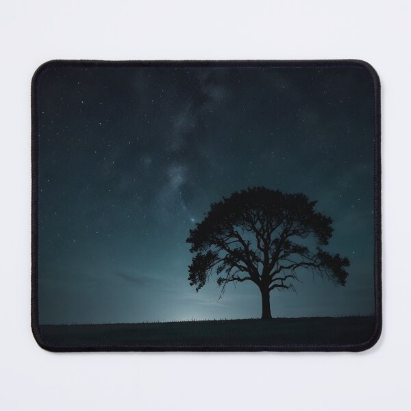 Item preview, A single tree in a field under a starry sky designed and sold by johndesignwaves.