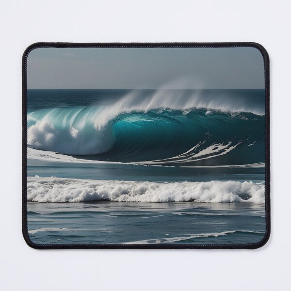 Item preview, Ocean waves crashing, minimalist design, shades of blue and white designed and sold by johndesignwaves.